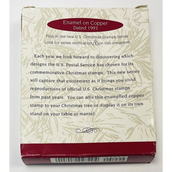 VTG 1993 HALLMARK Keepsake Ornament U.S. CHRISTMAS STAMP #1 Santa Enamel EUC - Picture 6 of 6